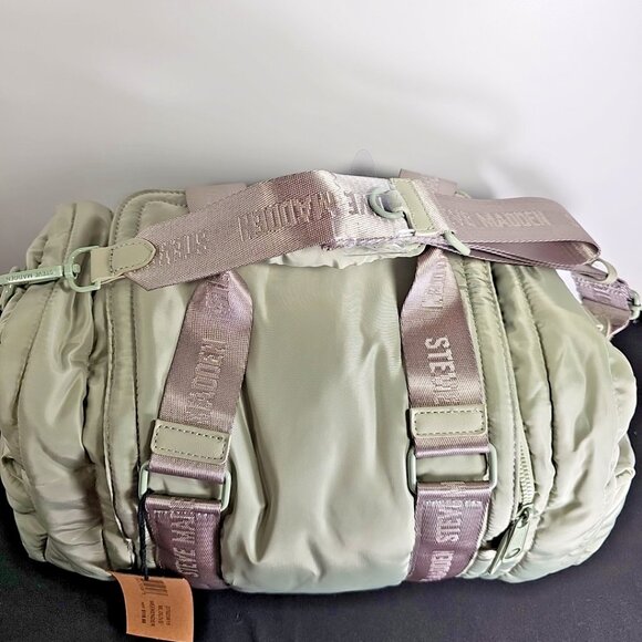 Steve Madden DT623615 ML Olive Quilted Puffer Weekender Bag - NWT - Picture 6 of 13
